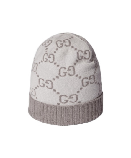 Gucci Gg Cashmere Jacquard Hat In Gray
