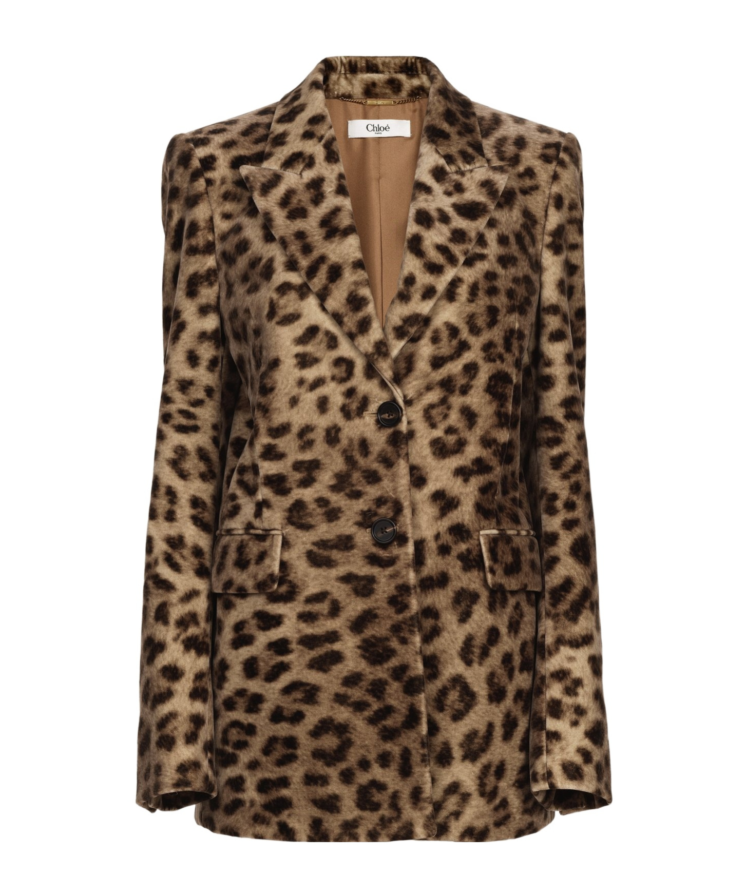 Chloé Leopard-print Single-breasted Jacket In Brown