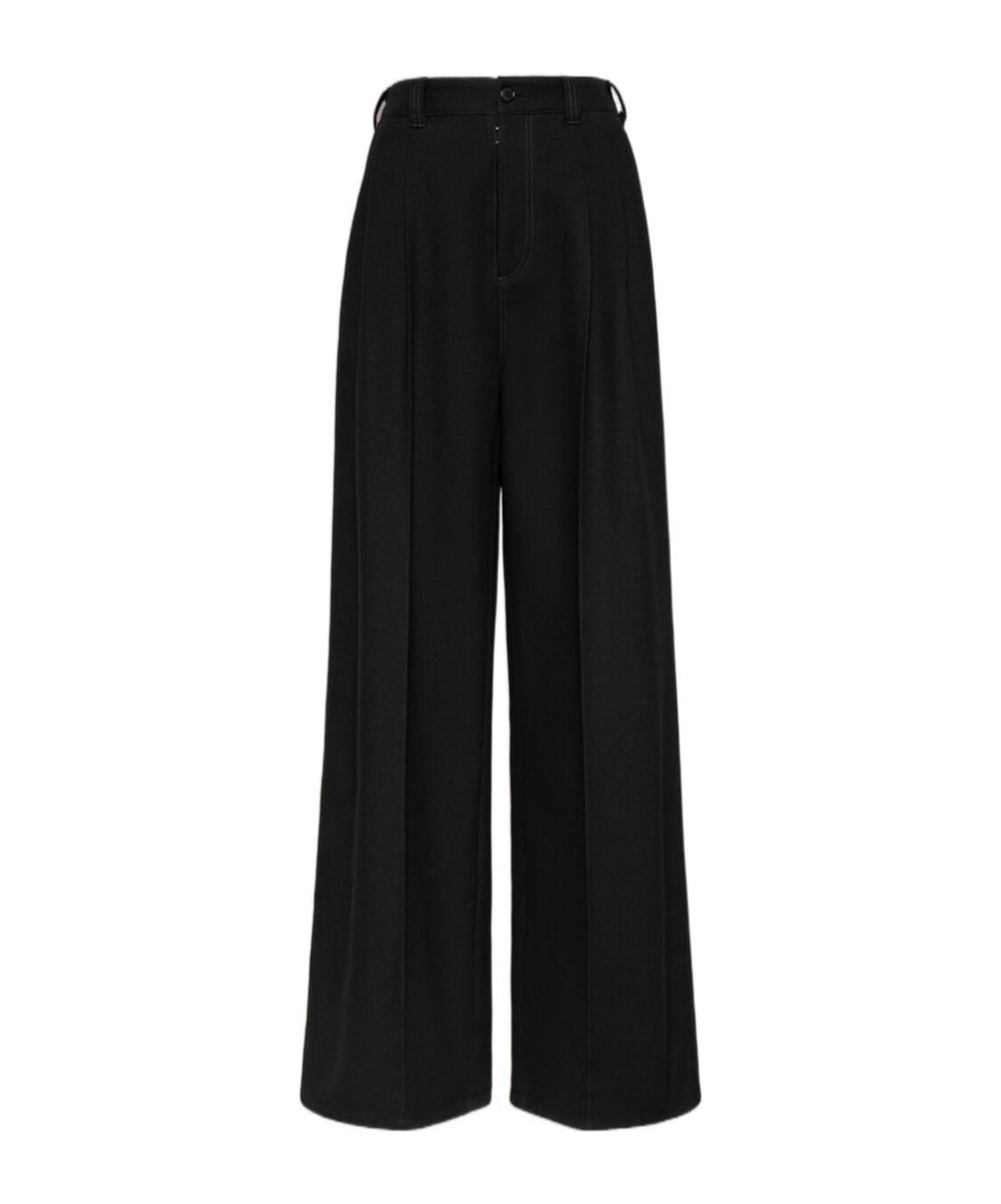 Maison Margiela Pleated Wool Trousers Woman Black In Black