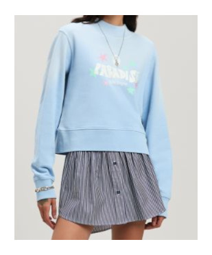 Palm Angels Paradise Fitted Crewneck Sweatshirt In Blue