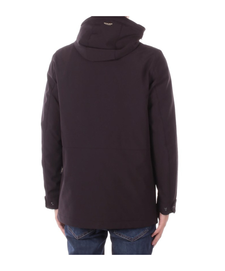 Woolrich Long Sleeved Hooded Buttoned Coat In Purple