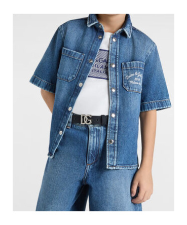 Dolce & Gabbana Denim Shirt With Dolcegabbana Logo In Blue