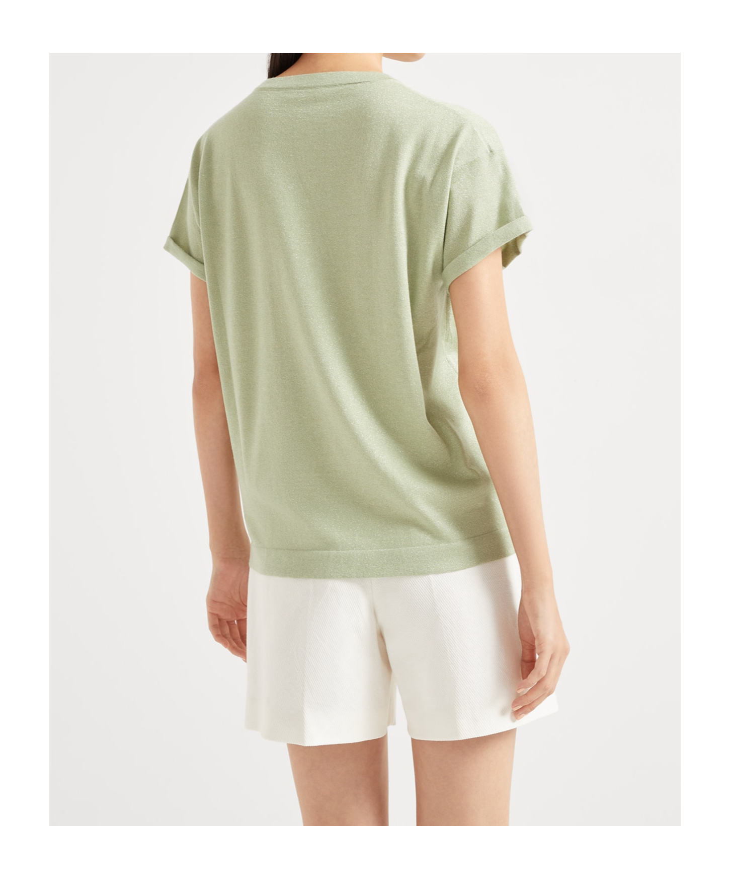 Brunello Cucinelli Velvet Knitted Sweater In White