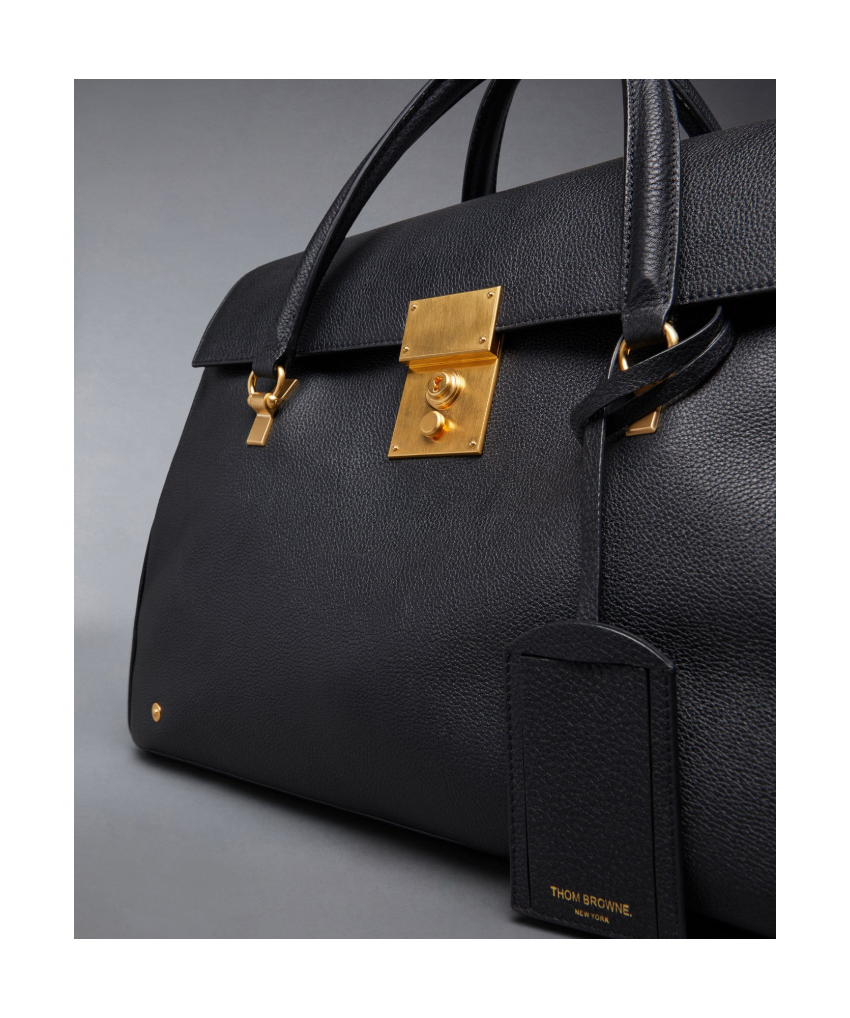 Thom Browne Mr. Thom Leather Holdall In Black