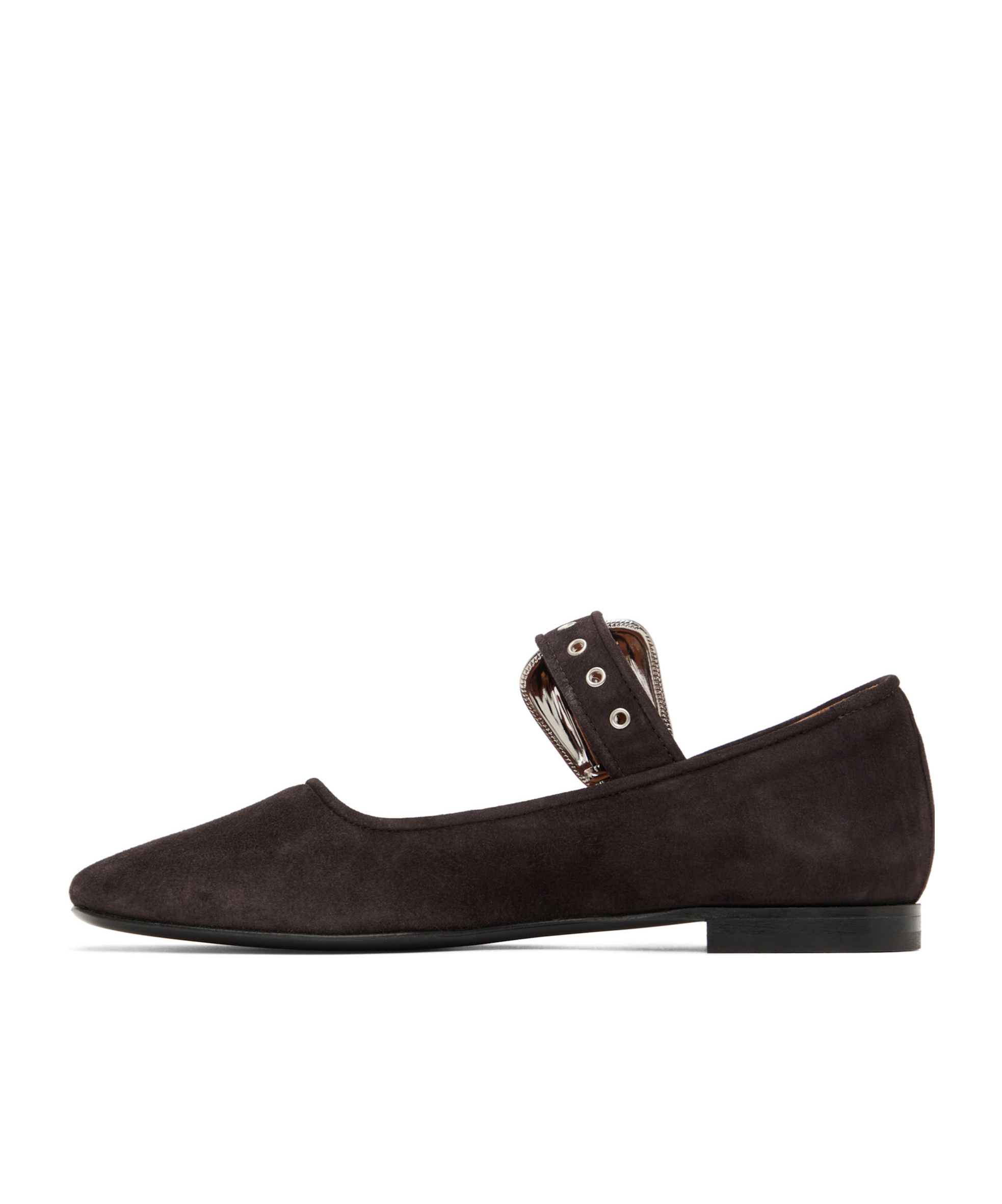 Toga Mary Jane Buttoned Ballet Flats In Black