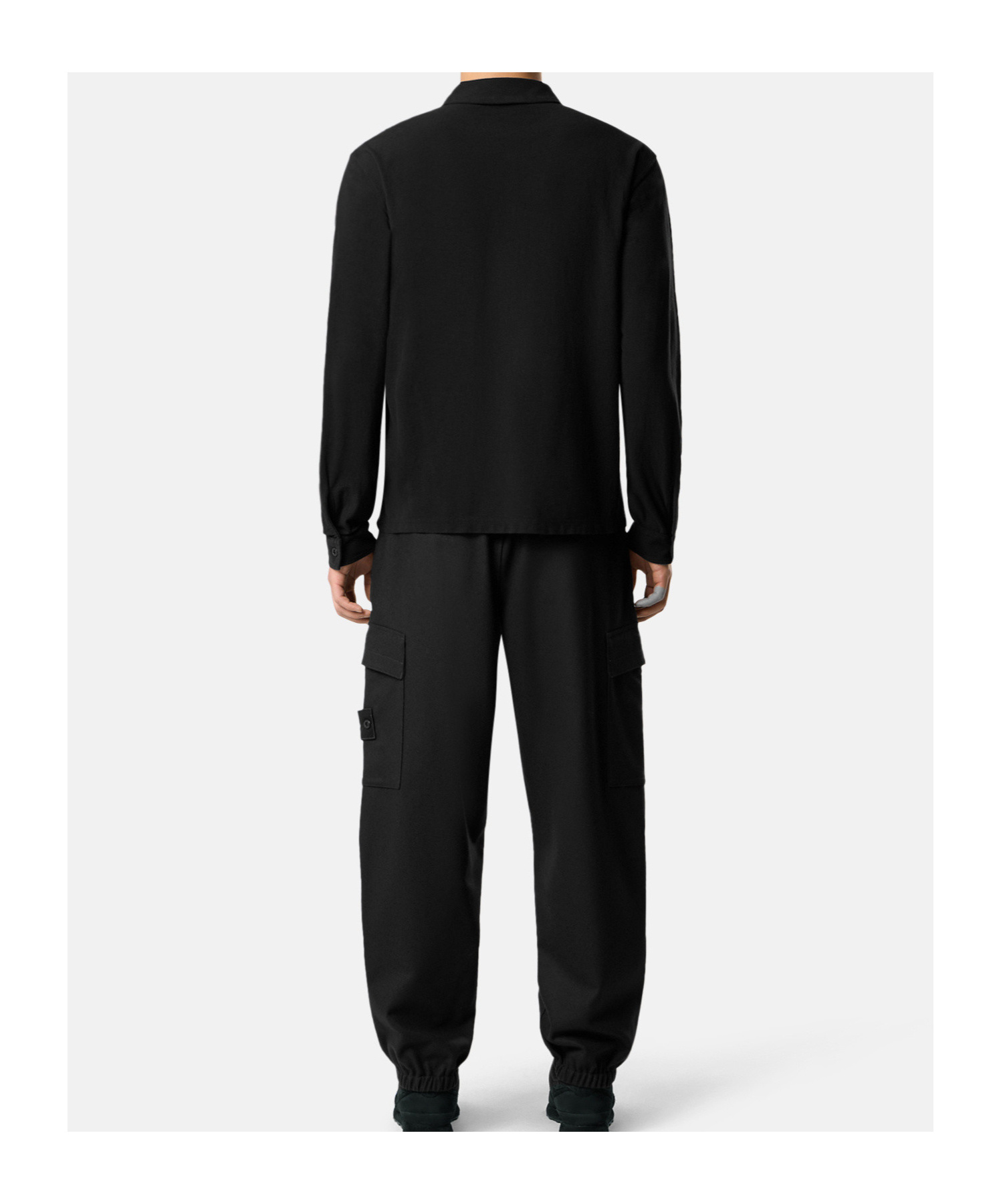 Stone Island Long-sleeve Polo Shirt In Black