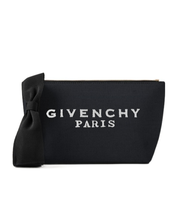 Givenchy Logo Printed Denim Pouch In Black
