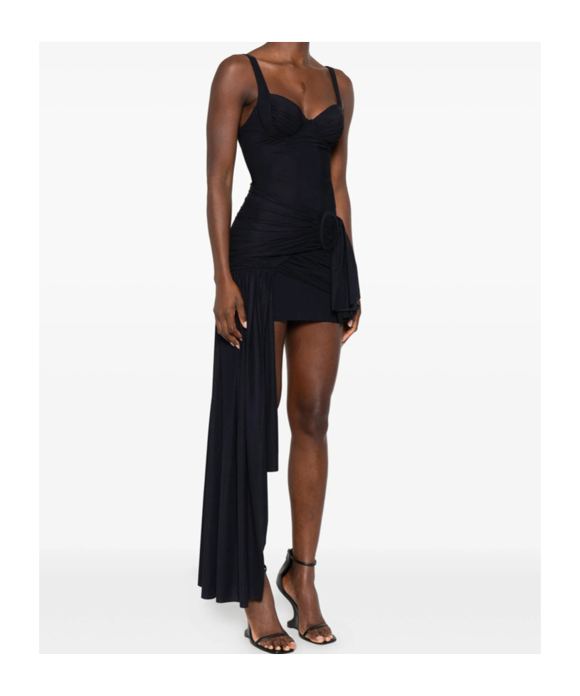 Balenciaga Black Draped Mini Dress In Jersey Women In Black