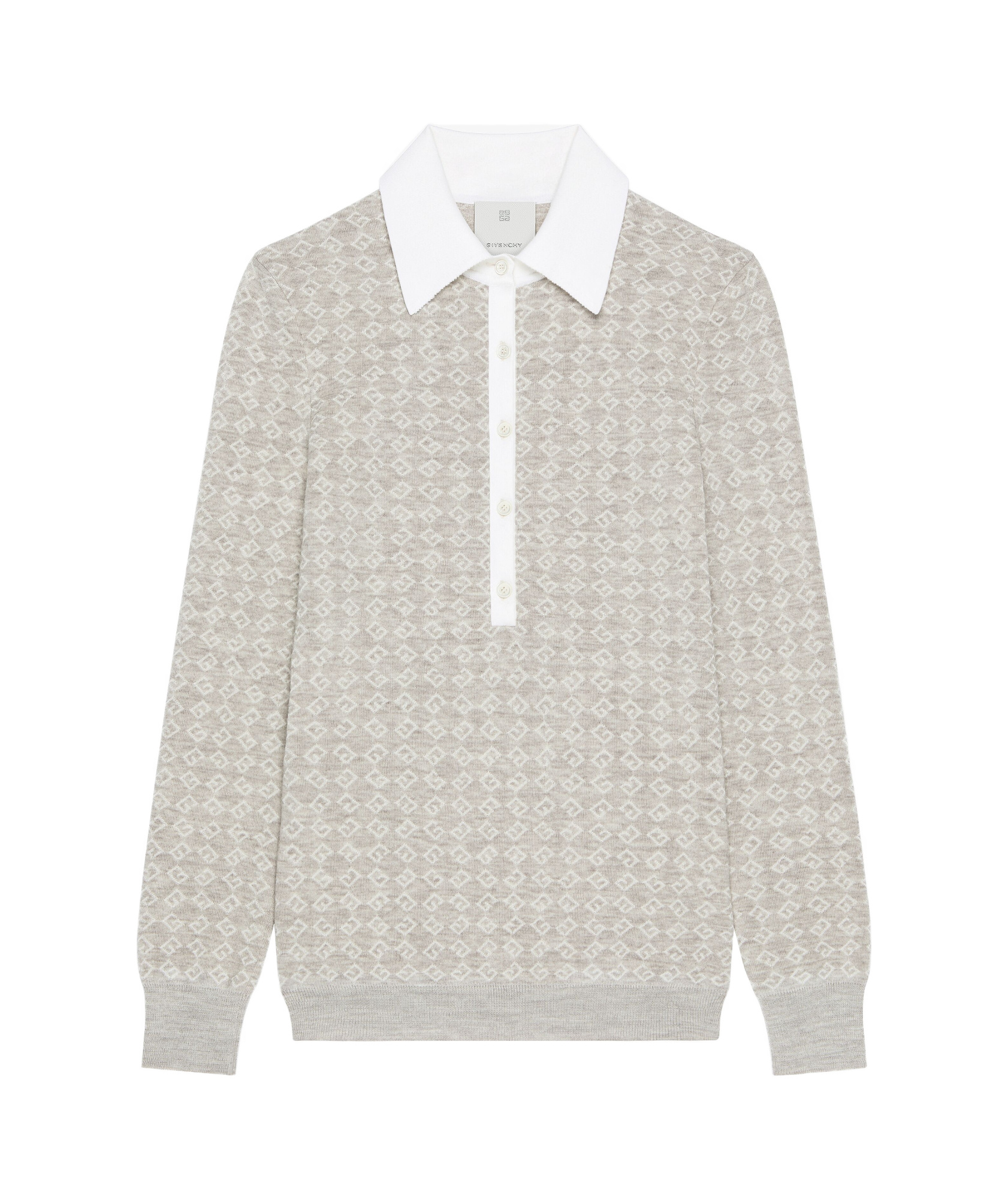 Givenchy Womens Beige Monogram Long-sleeves Stretch-wool Blend Polo Shirt In Nude