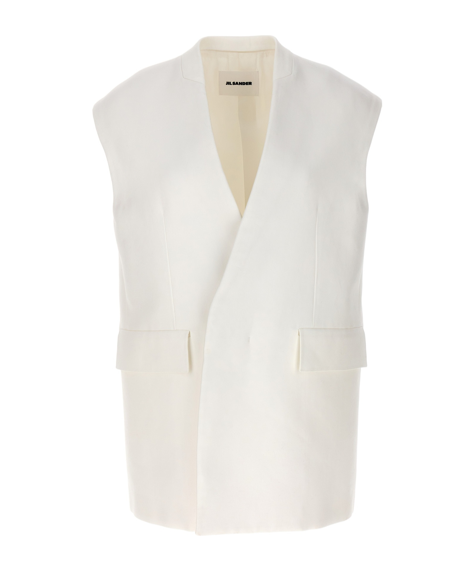 Jil Sander Flap Pockets Oversized Tailored Vest In White