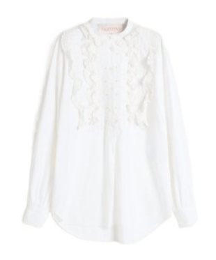 Valentino Cotton-linen-blend Ruffled Shirt Dress In White
