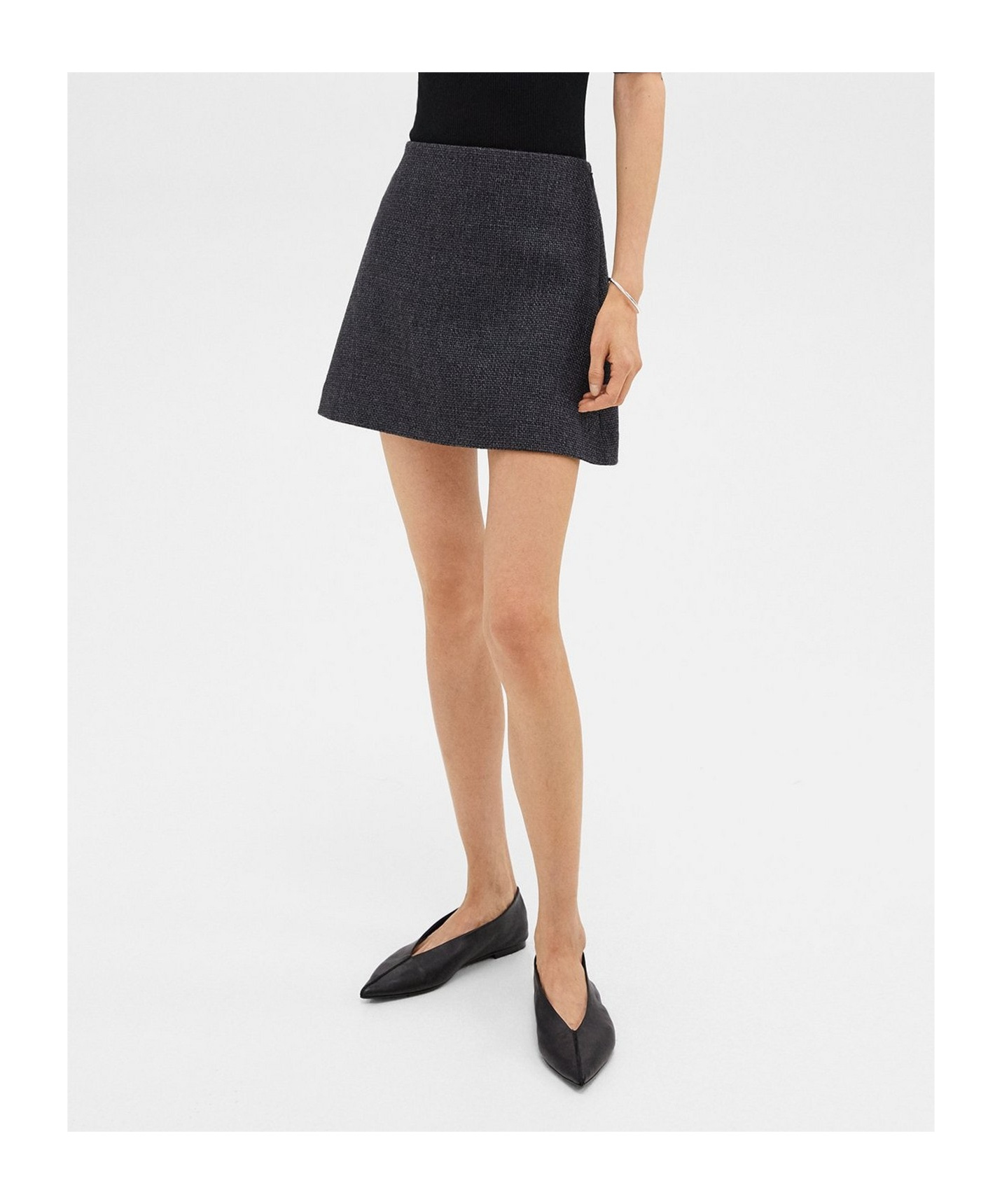 Theory Stitched Wool-cashmere Mini Skirt In Black