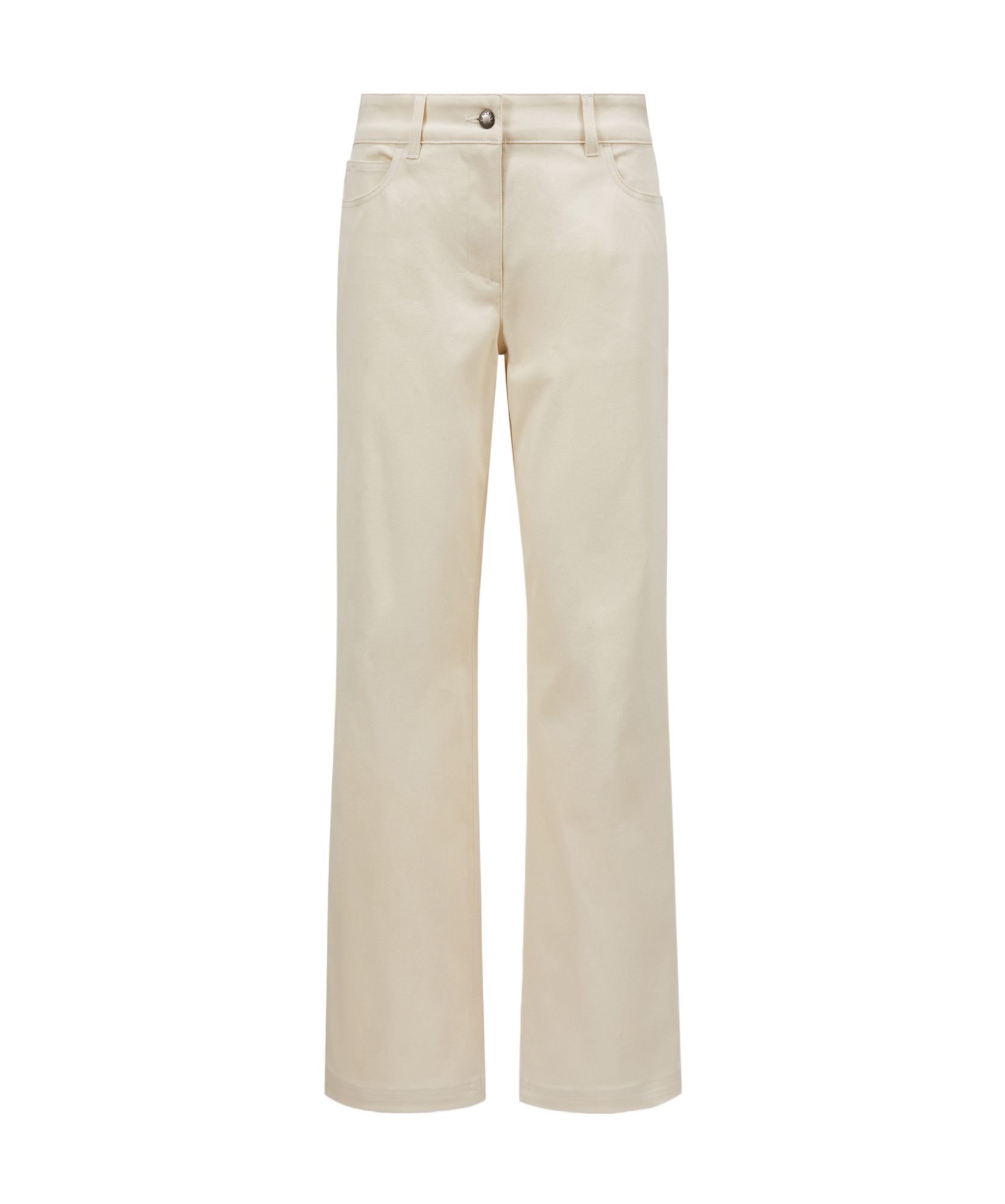 Shop Moncler Cotton Gabardine Straight Leg Trousers In Nude