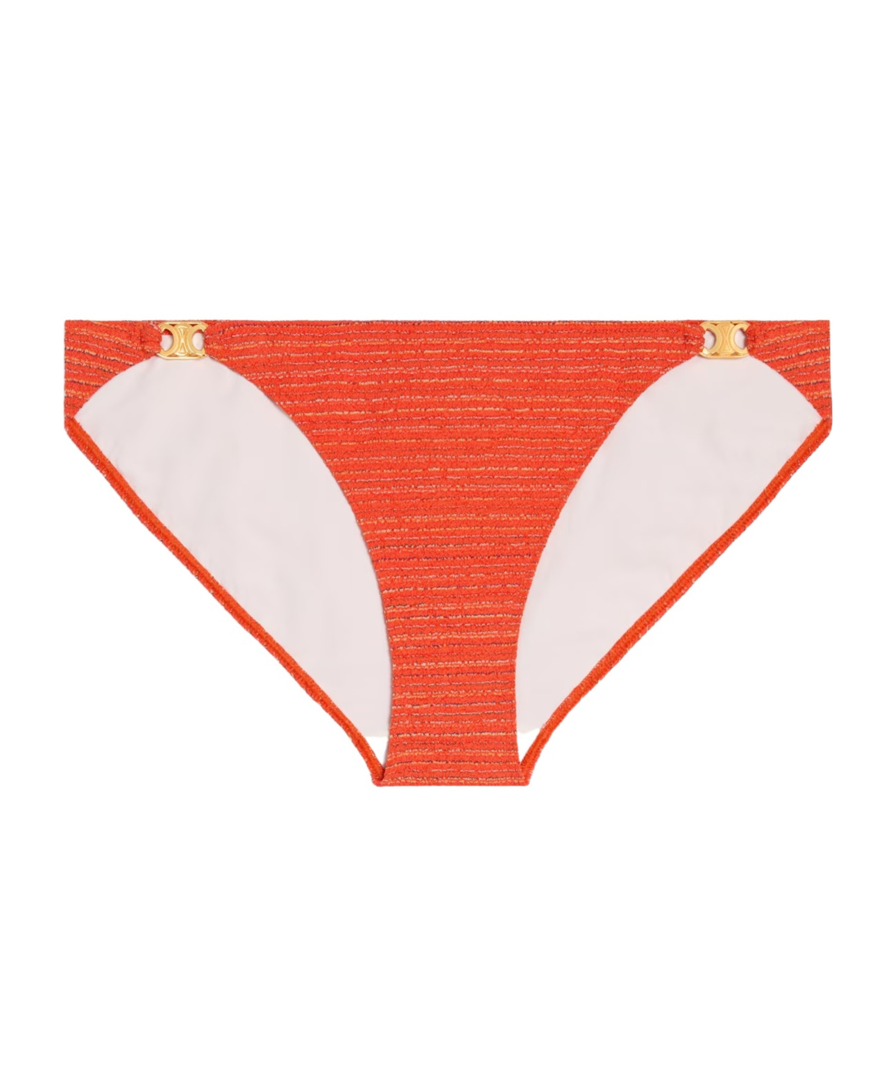 Celine Triomphe Swimsuit Bottom In Striped Jersey In Orange