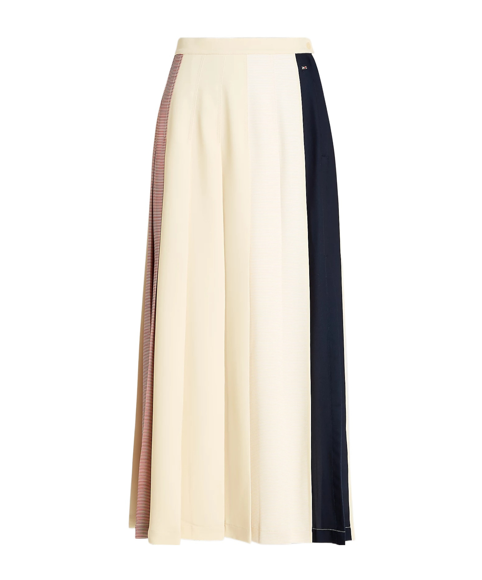 Tommy Hilfiger Global Striped Pleated Mid-length Skirt In White