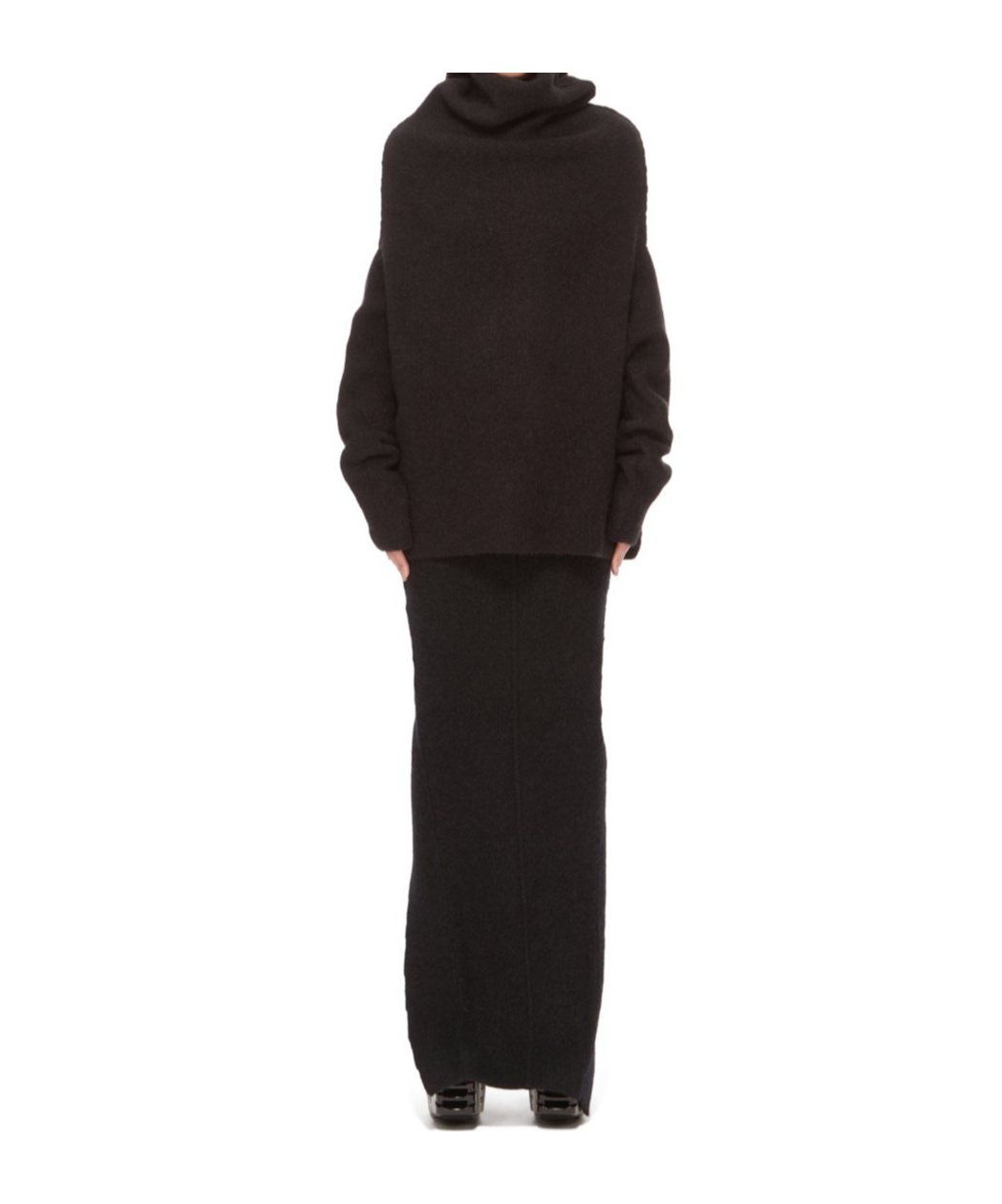 Rick Owens Long-sleeved Alpaca Sweater In Black