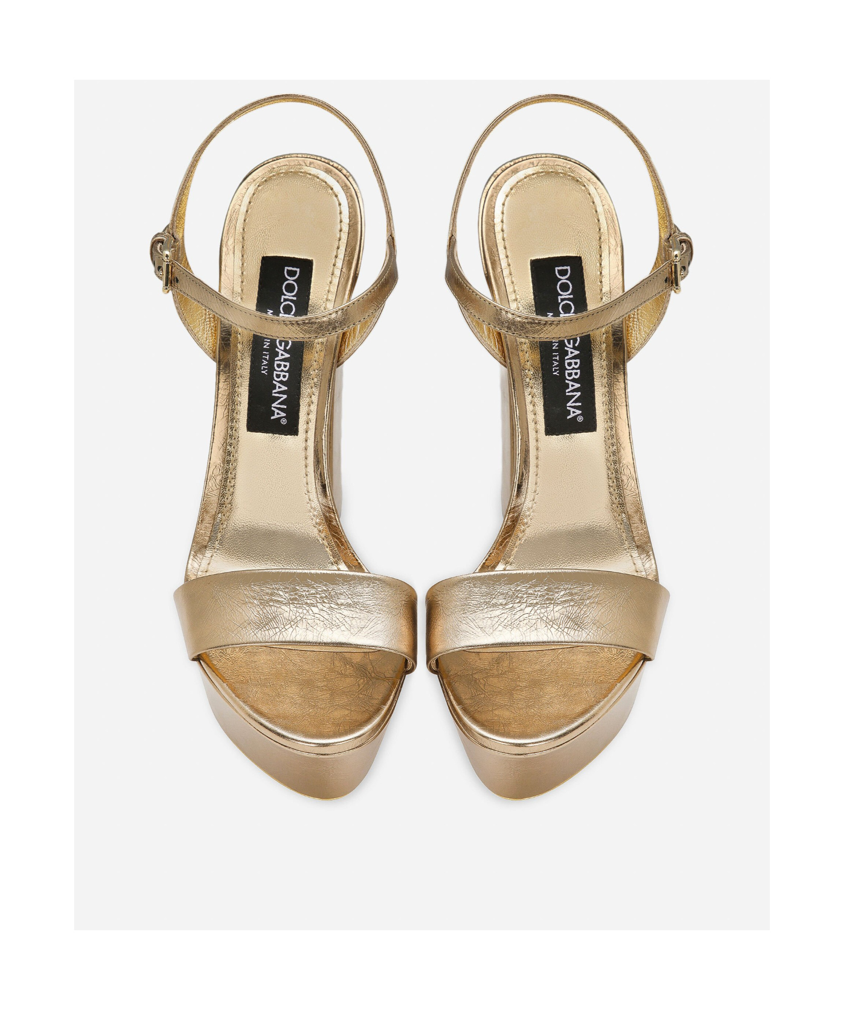 Dolce & Gabbana Leather Platform Sandals 105 In Nude