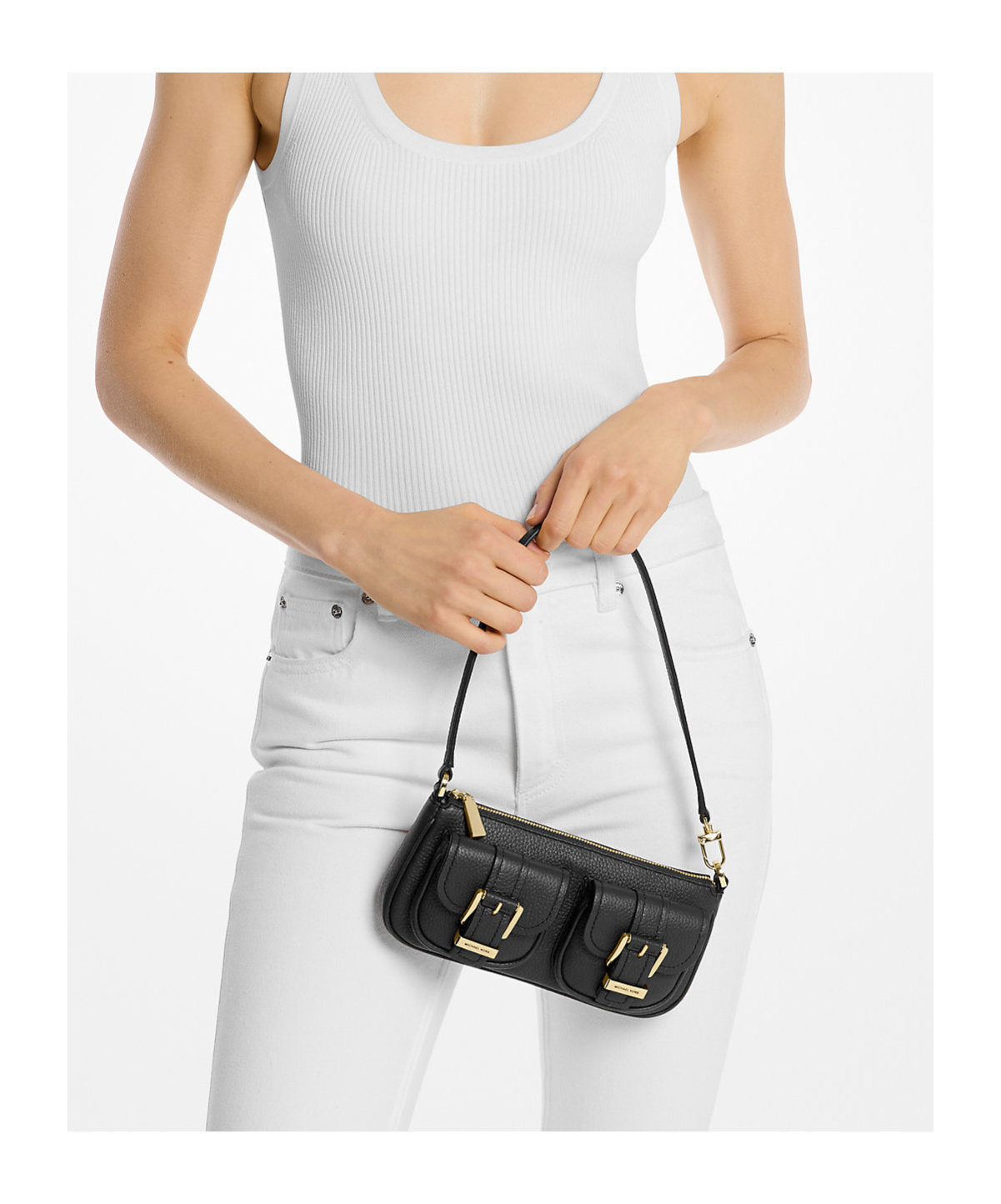 Shop Michael Michael Kors Small Zoe Leather Shoulder Bag In Black