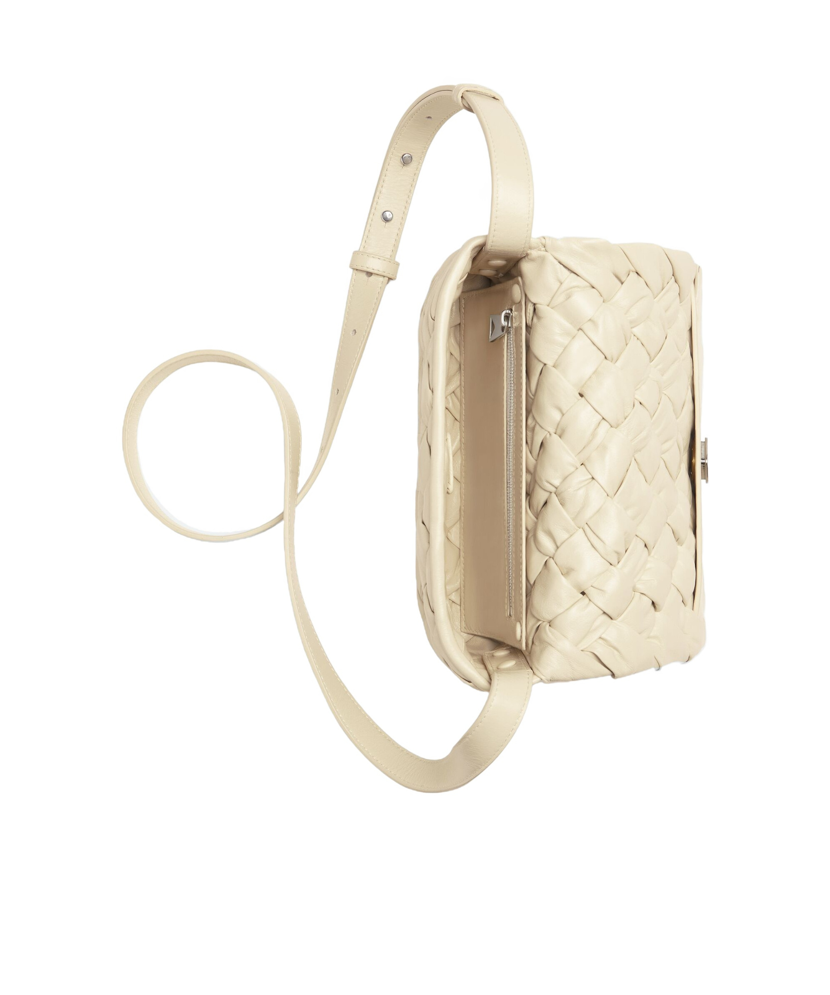 Bottega Veneta Small Rumple Messenger Shoulder Bag In Sea Salt