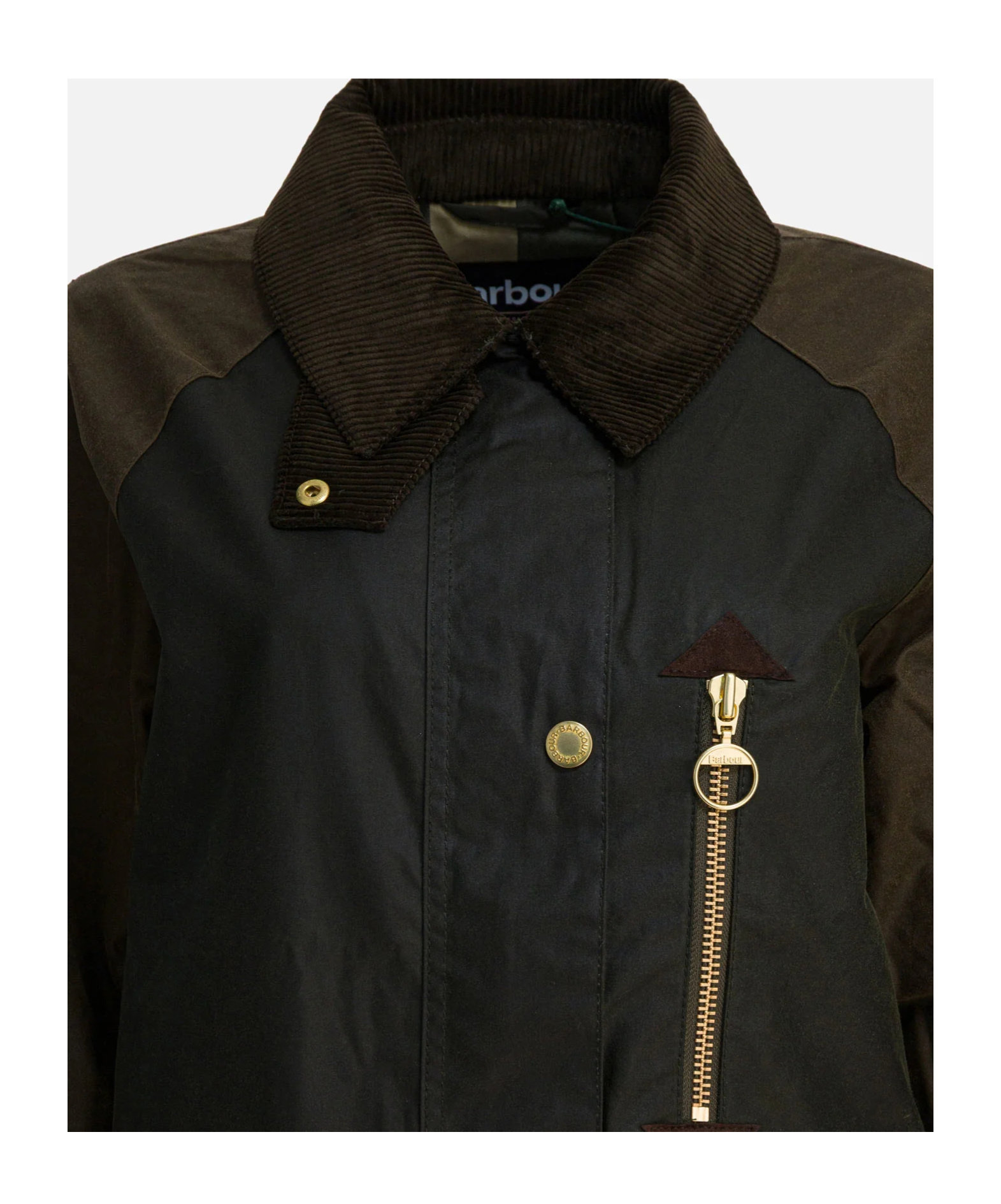 Barbour Singled Breasted Zip Detailed Coat In Green