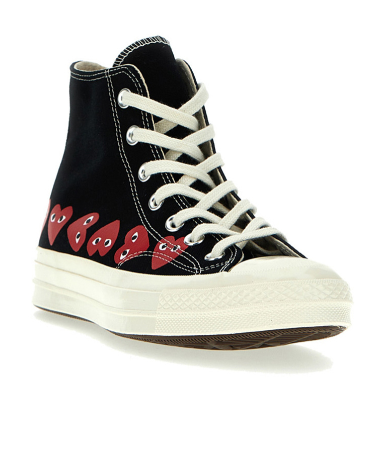 Comme Des Garçons Play Multi Heart High Black Sneakers In Black
