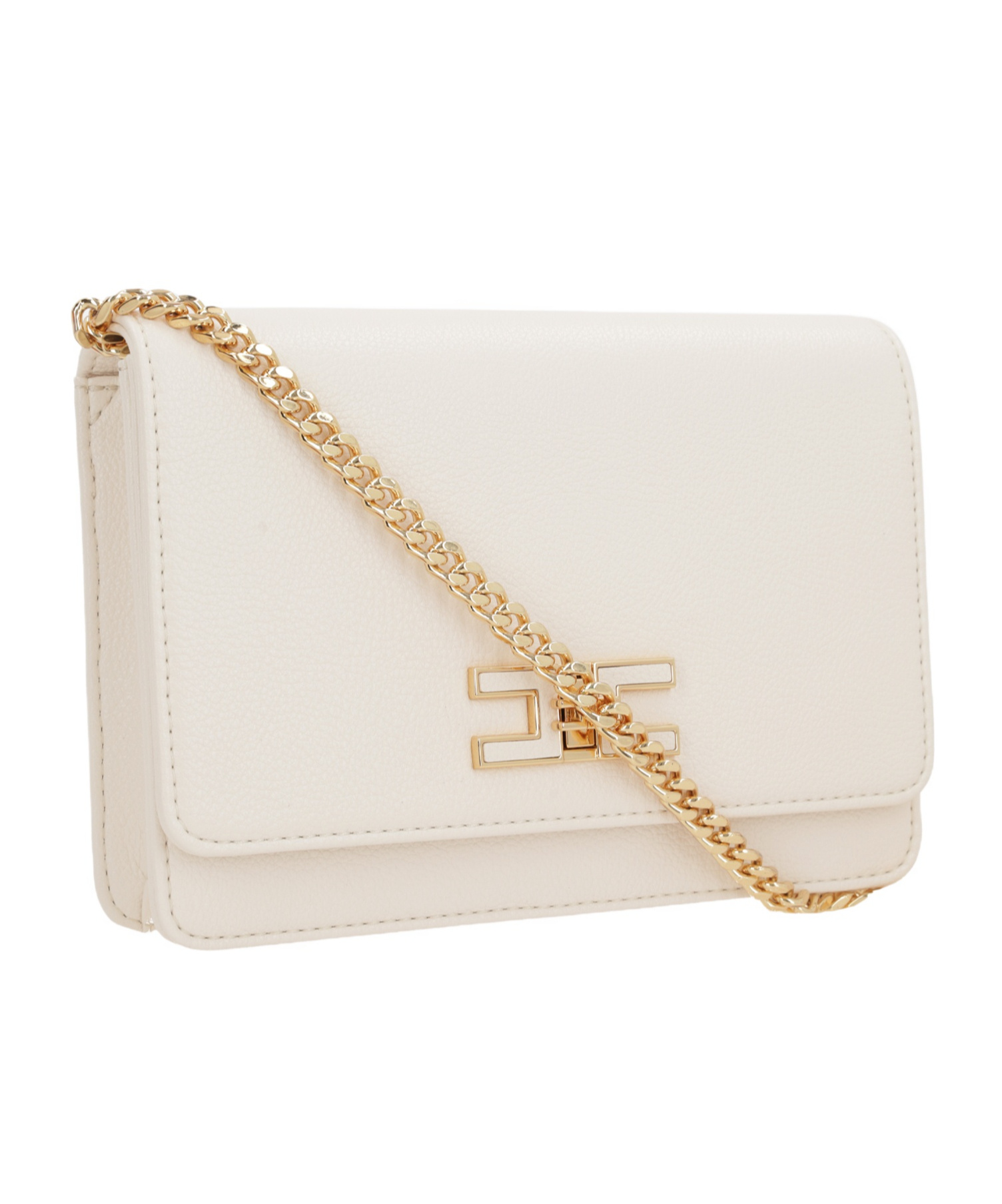 Shop Elisabetta Franchi Groumette-chain Shoulder Bag In White