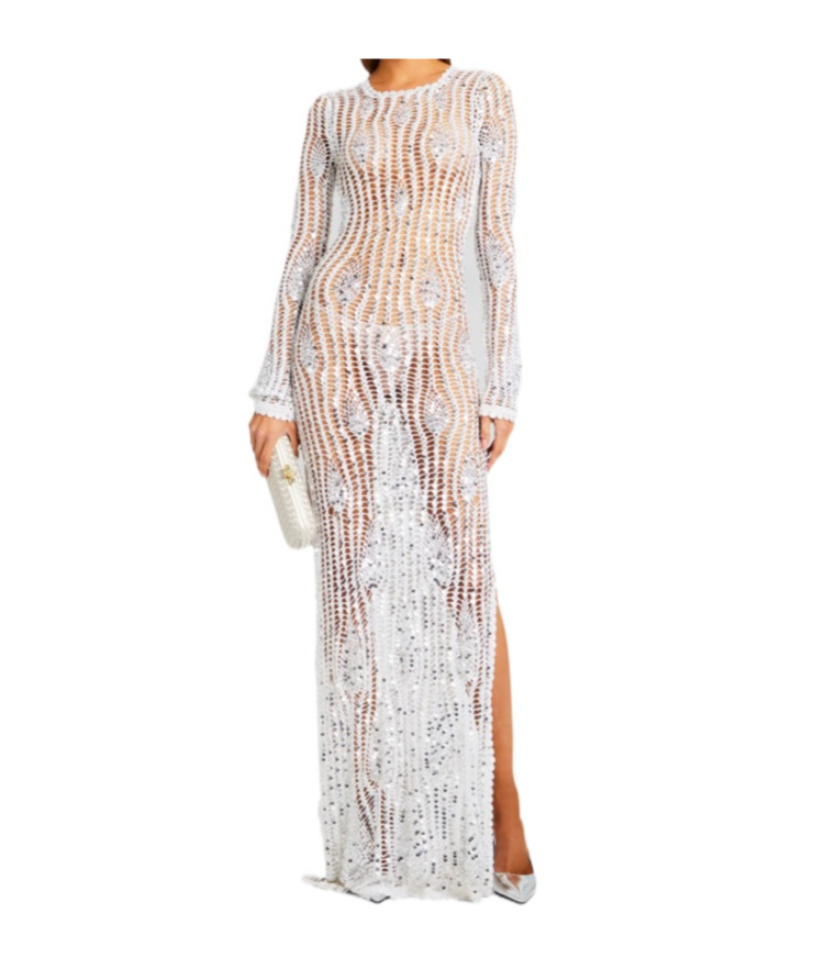 Retroféte Cherri Sequin Crochet Dress In Animal Print