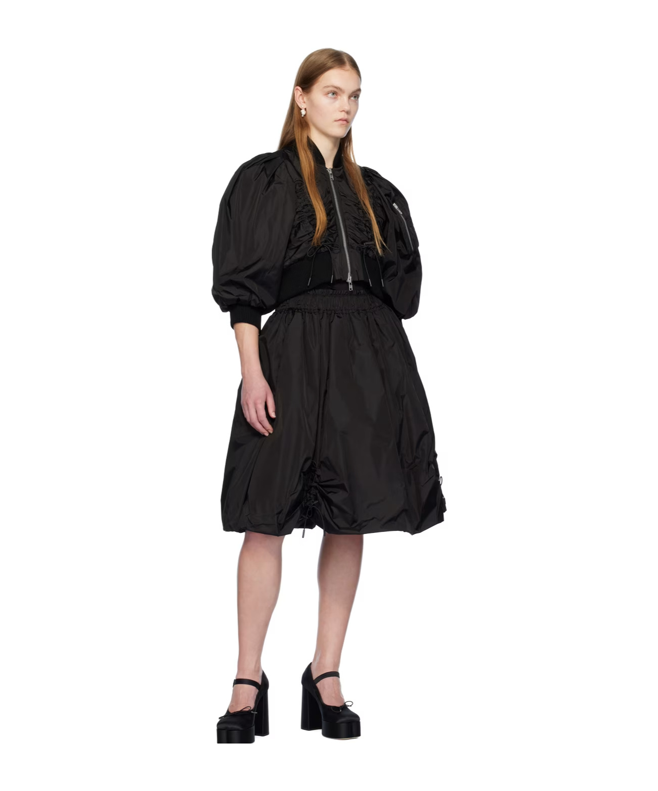 Simone Rocha Black Cropped Bomber Jacket In Black