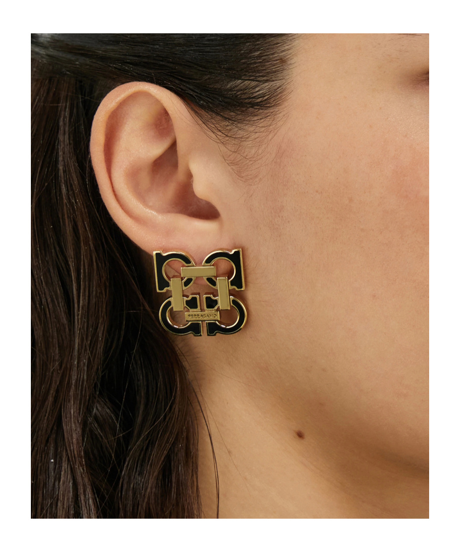 Ferragamo Four Gancini Clip On Earrings In Gold