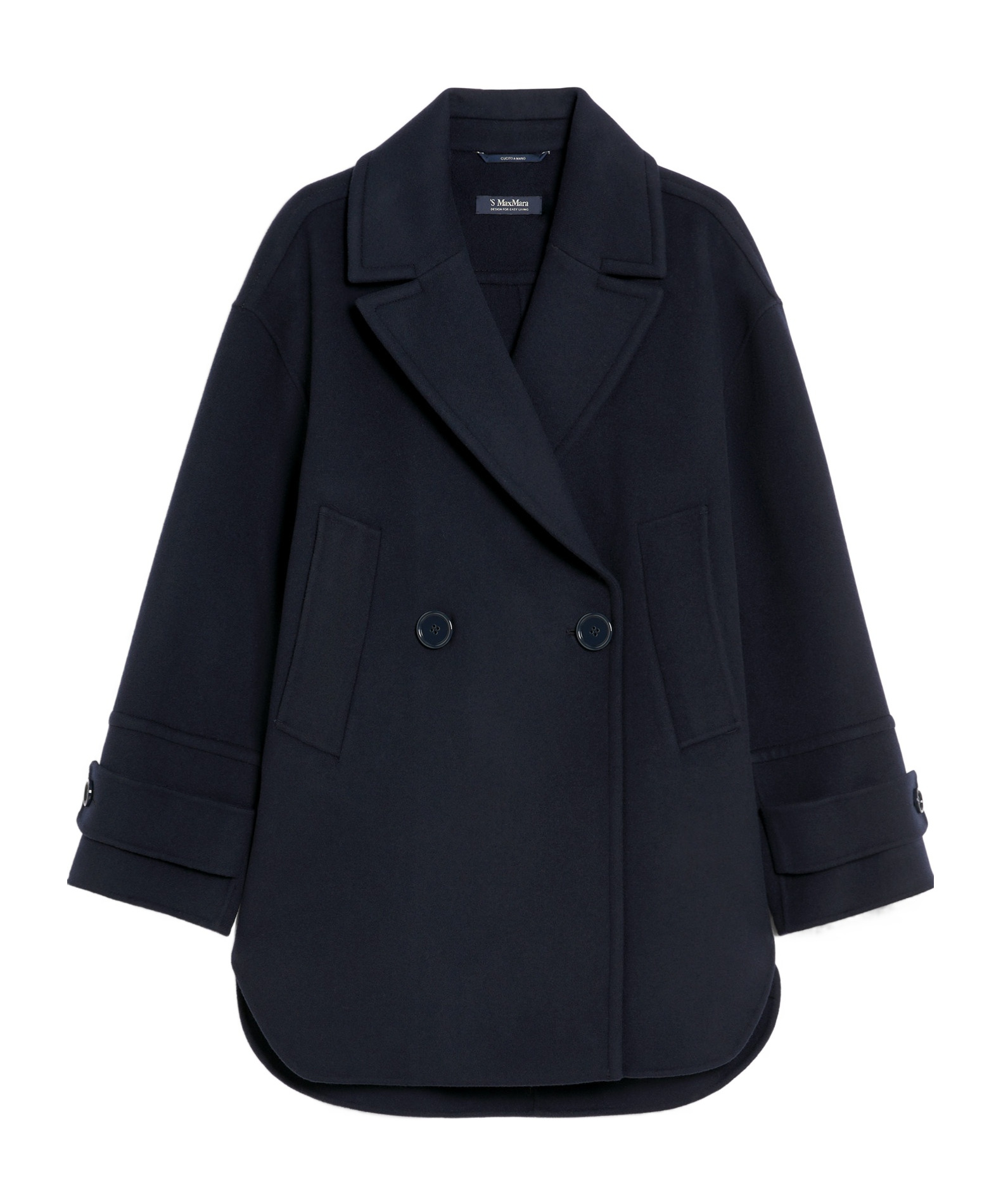 Max Mara Lapel Long-sleeved Coat In Black