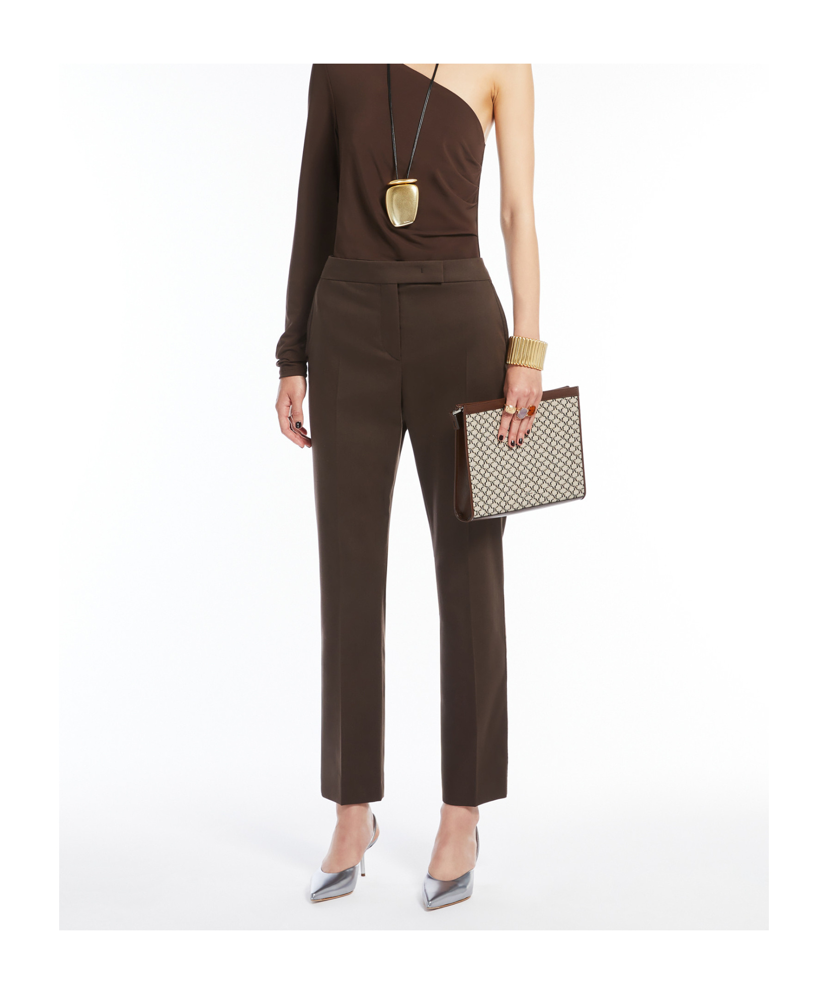 Max Mara Chain Clutch In Nude