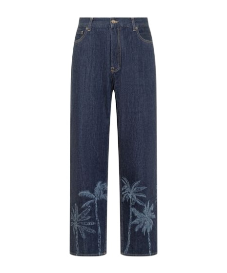 Alanui Graphic-print Cotton Straight-leg Jeans In Black