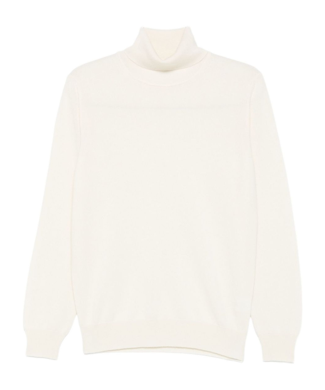 Kangra Cashmere High Turtleneck Wool-cashmere Sweater With Ribbed Cuffs In White