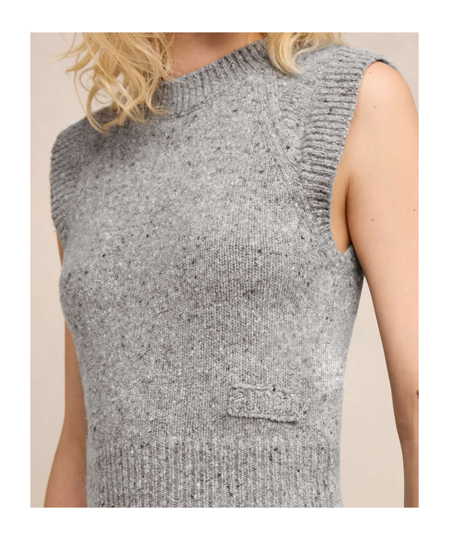 Shop Ami Alexandre Mattiussi Embroidery Sleeveless Wool Sweater In Gray