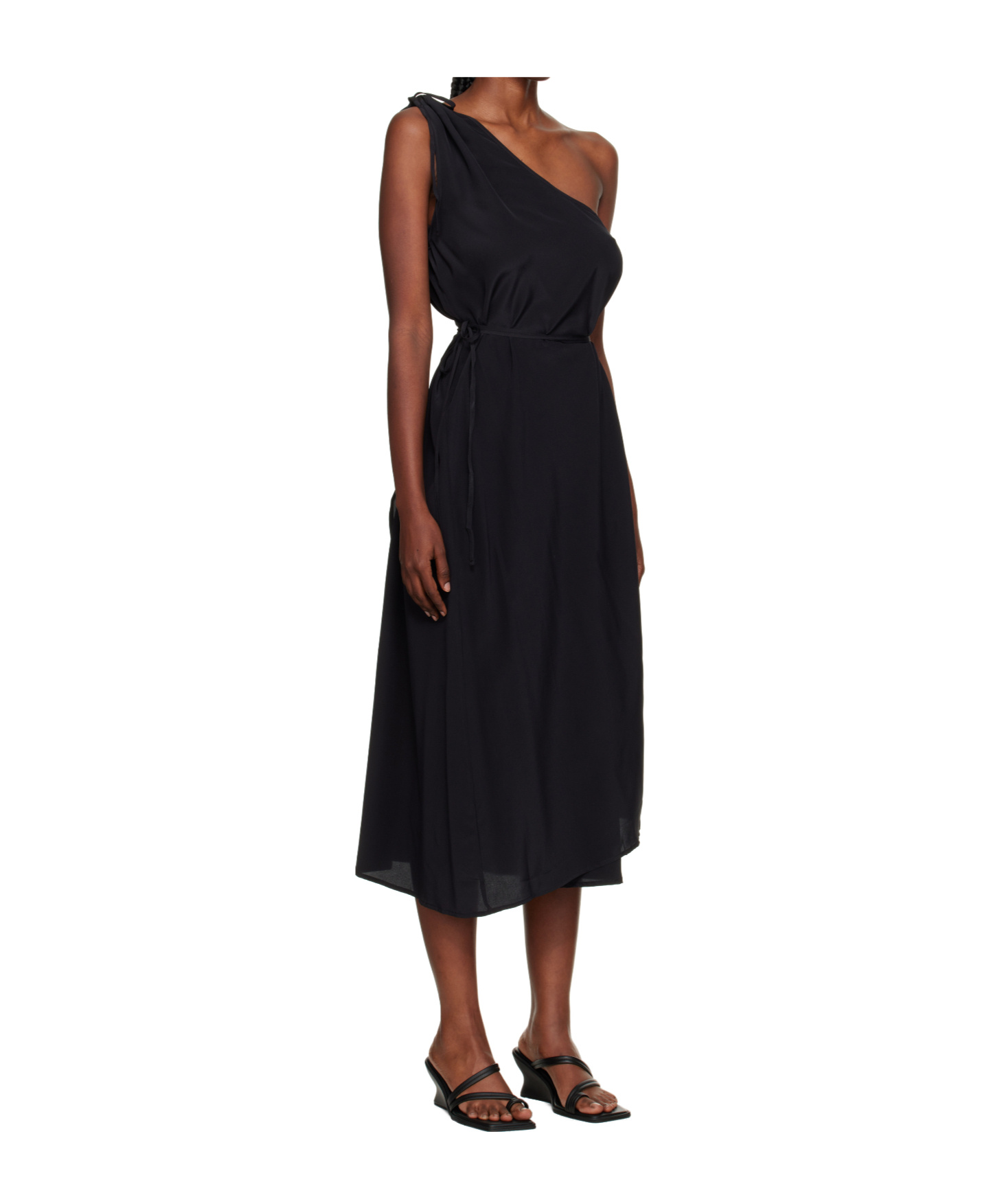 Baserange One Shoulder Dress In Black