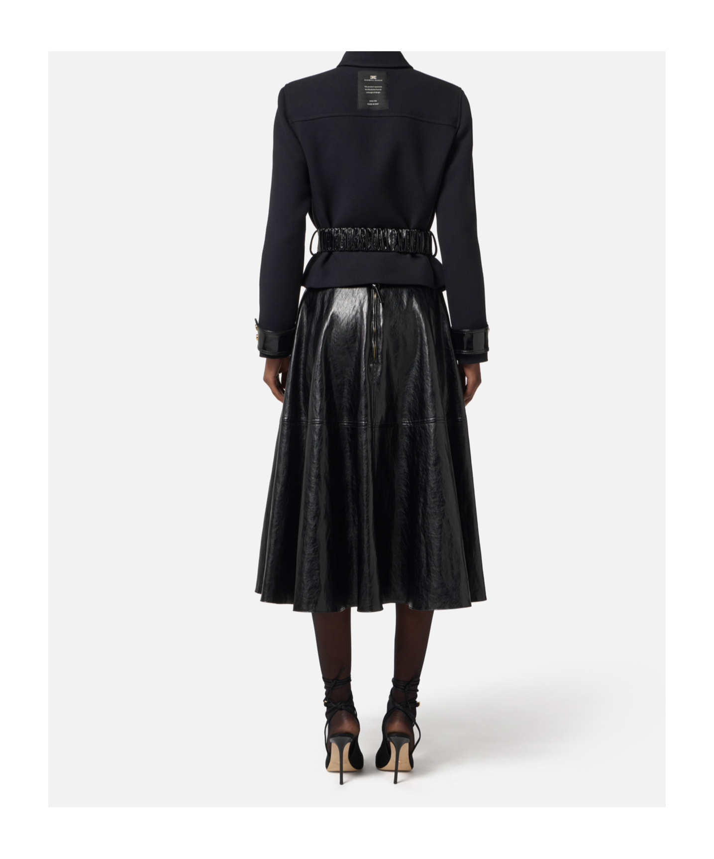Elisabetta Franchi Belted Jacket Logo Buttons In Black