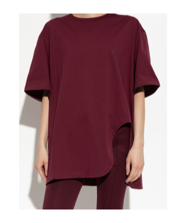 Attico Crewneck Mock Neck Logo Embroidered Top In Brown