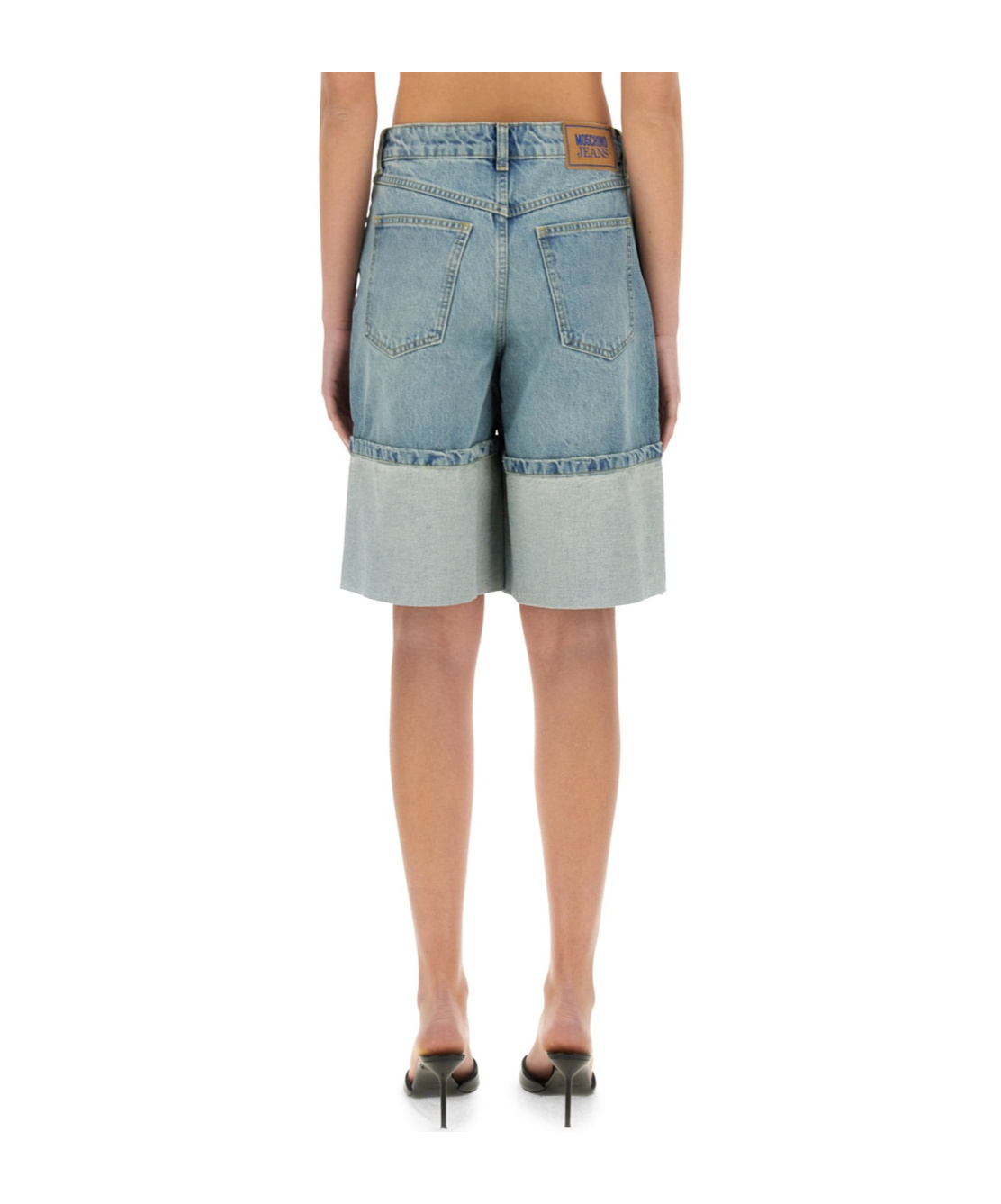 Moschino Wide Fit Denim Bermuda Shorts With Contrast Hem In Blue