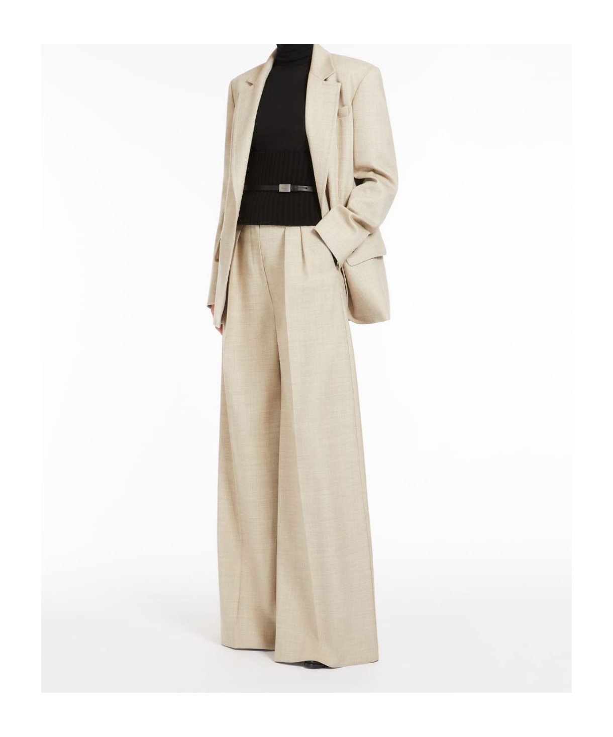 Max Mara Mixed Wool Trousers In Nude