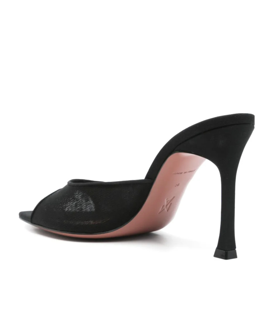 Amina Muaddi 100mm Peep-toe Sandals In Black