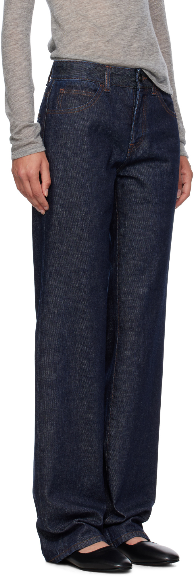 The Row Carlyl Mid-rise Straight-leg Jeans In Blue