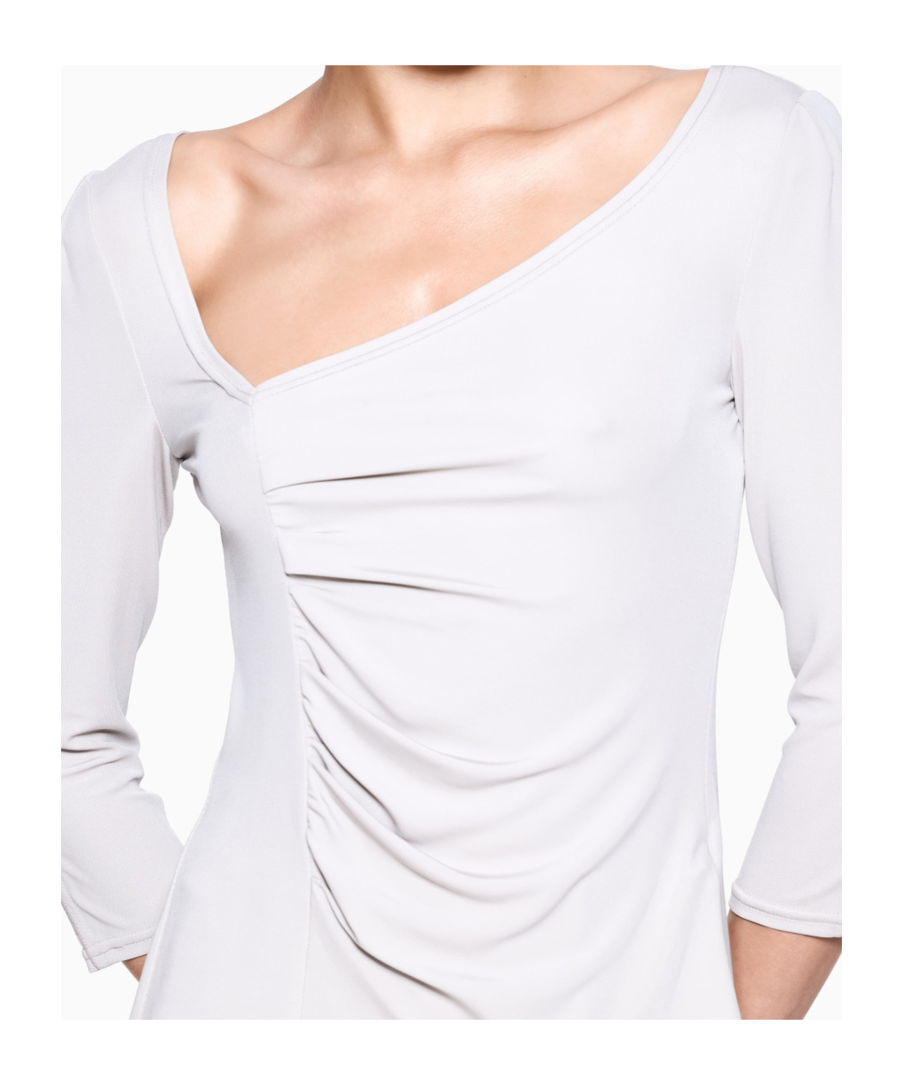 Giorgio Armani Viscose Jersey Jumper With An Asymmetric Neckline In White