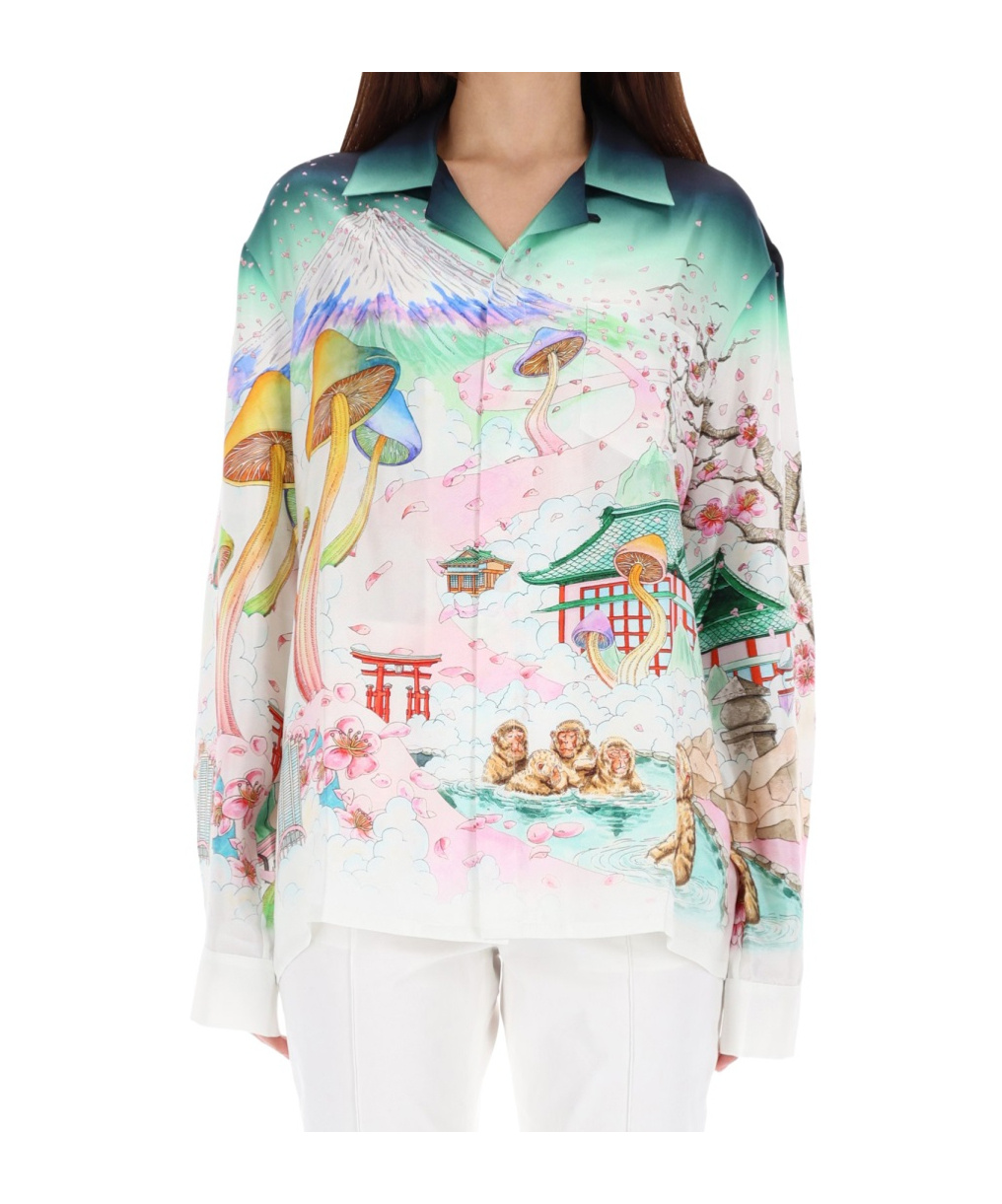 Casablanca Floral Design Long Sleeve Shirt In Green