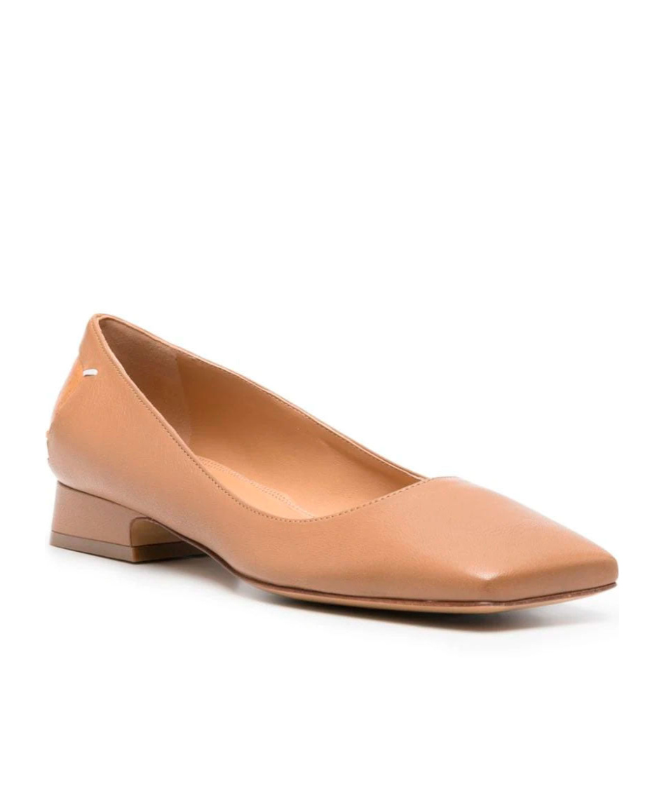 Maison Margiela Four-stitch Leather Ballerina Shoes In Brown