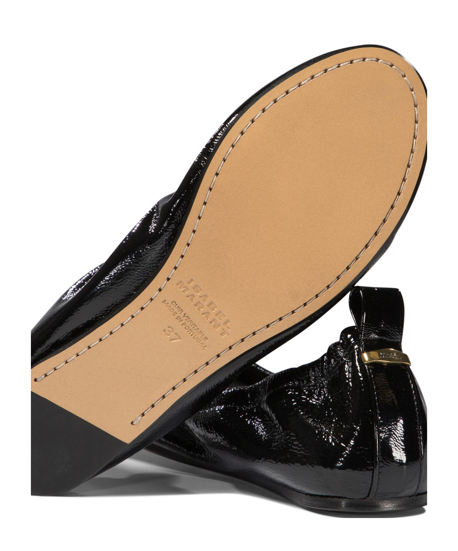 Isabel Marant Belna Calf Leather Ballet Flats In Black