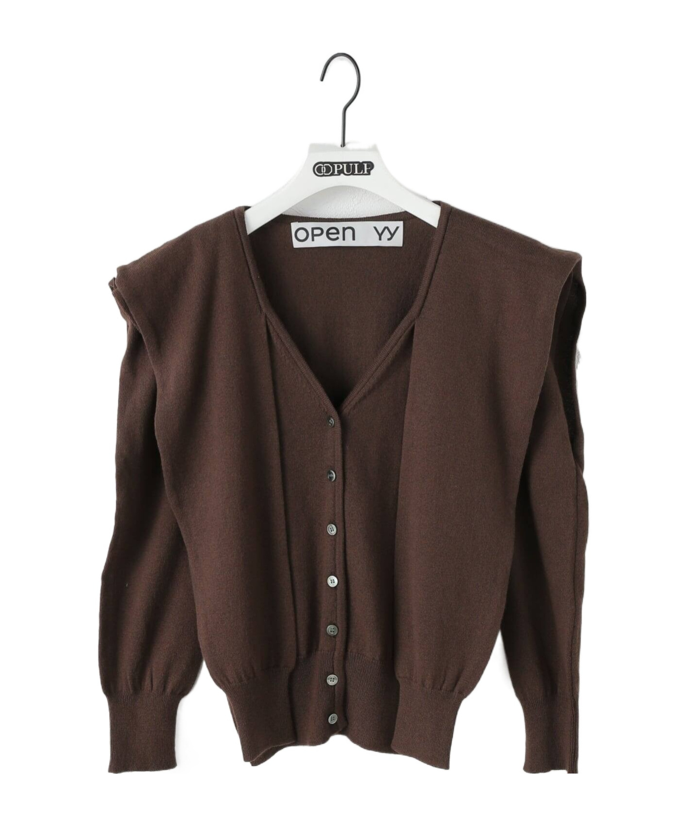 Open Yy Sleeve Layered Cardigan In Brown
