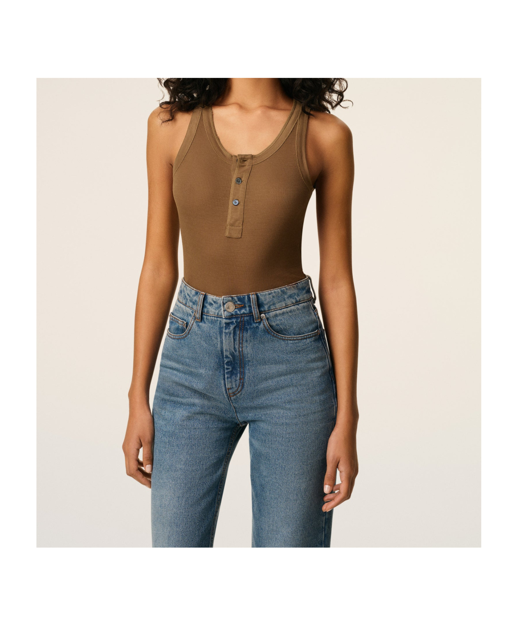 Ami Alexandre Mattiussi Button Placket Knit Vest In Brown