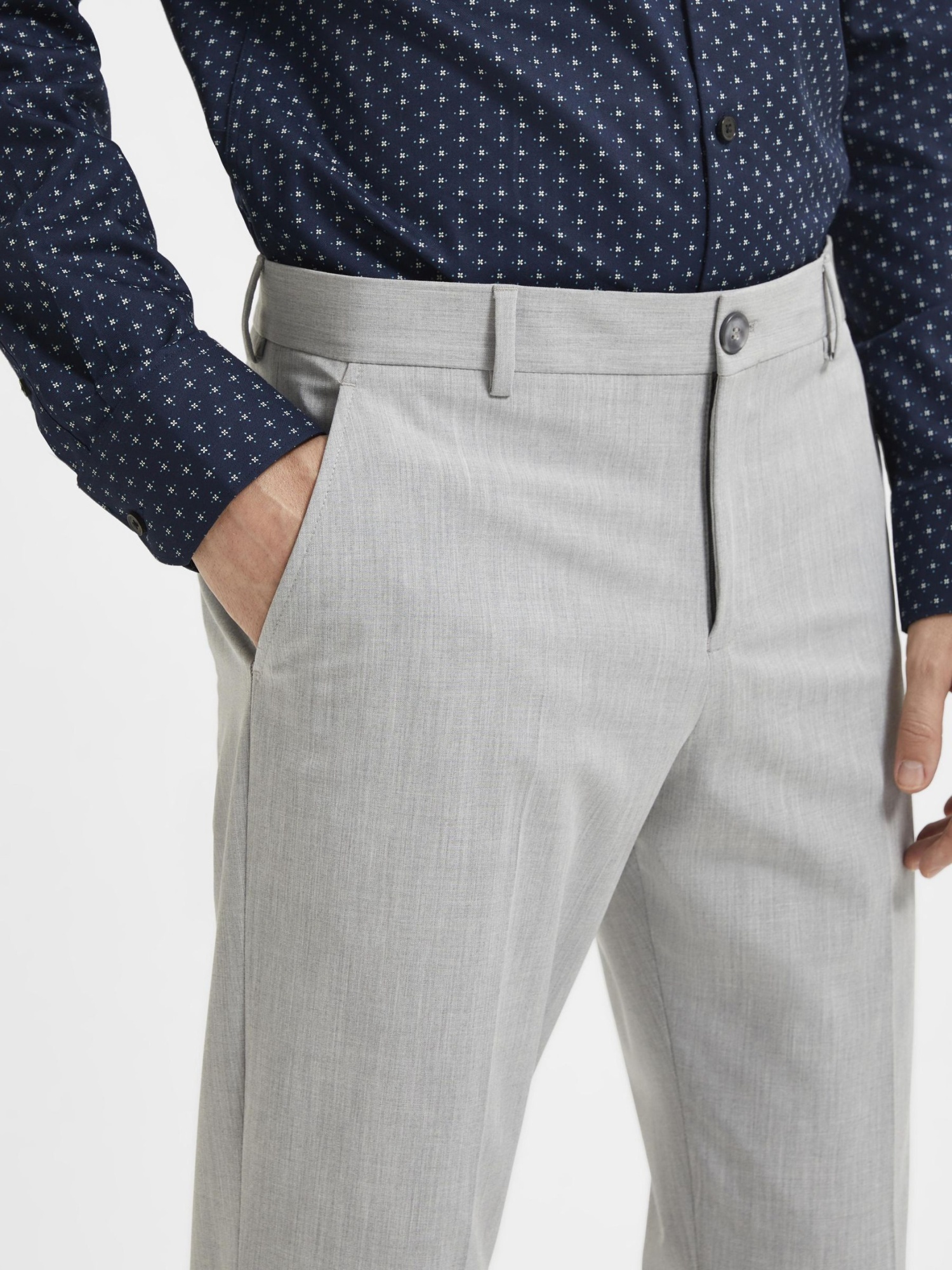 Selected Belt Loops Slacks In Gray