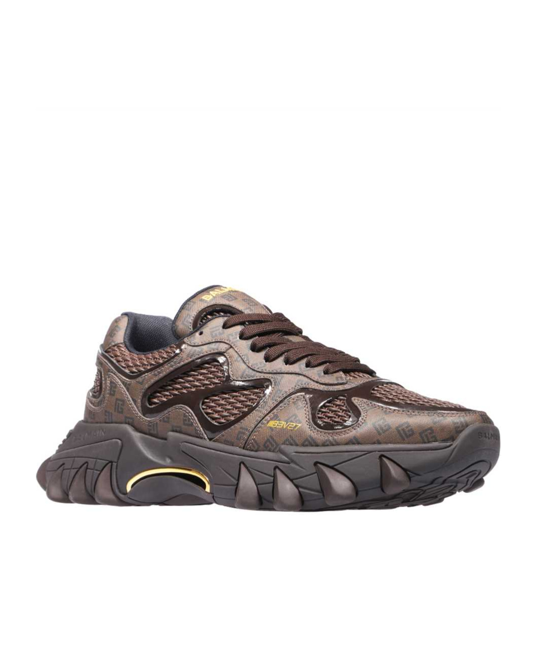 Balmain B-east Monogram-print Panelled Sneakers In Black