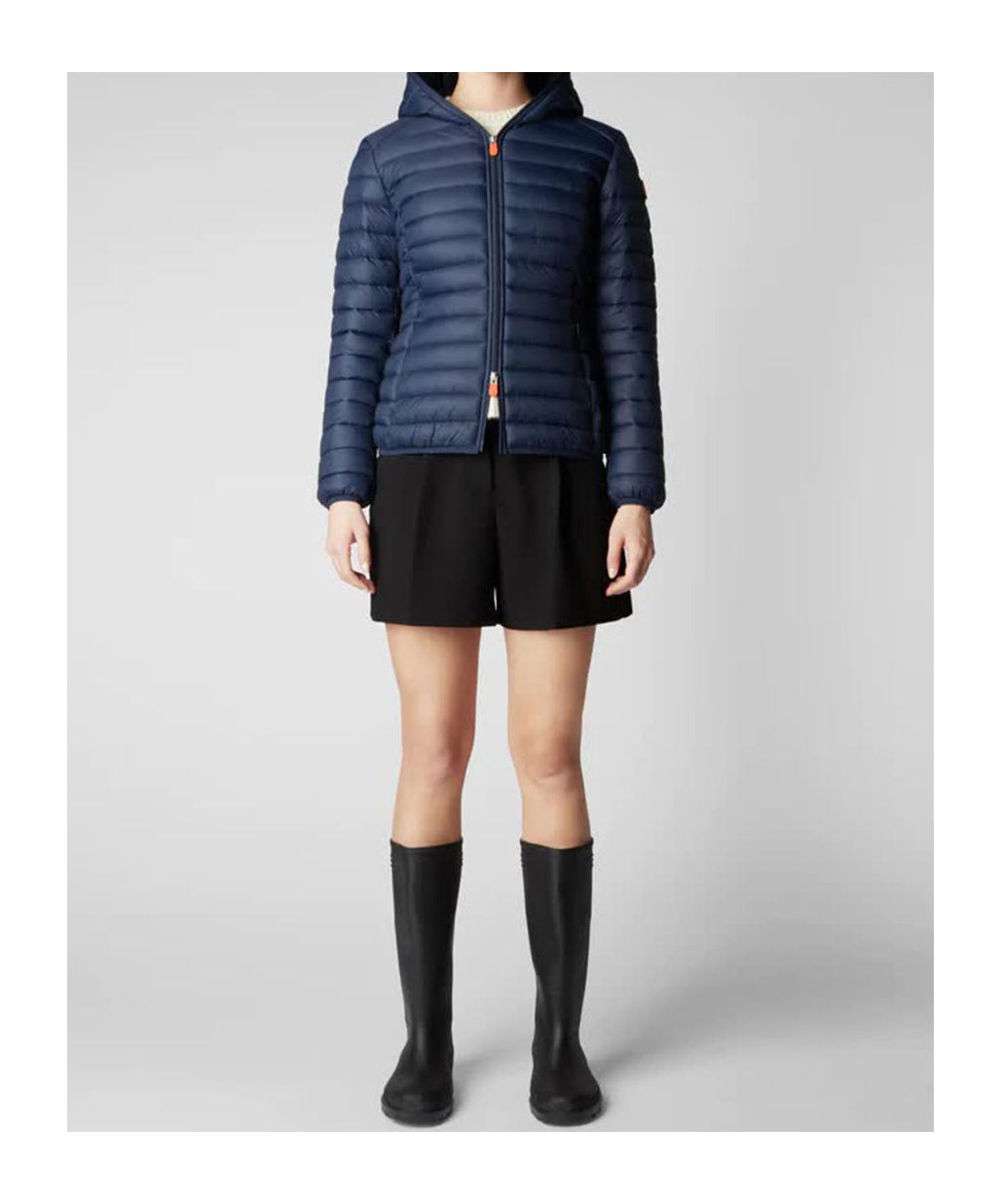 Save The Duck Vicky Short Hooded Basic Jacket In Blue